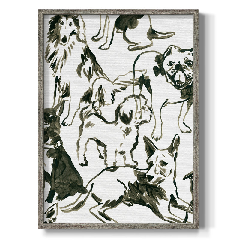 «Canine Collage I», reproduction encadrée - bois massif, H 11 po x l 9 po