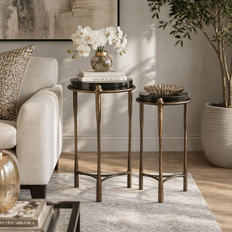 Table d'appoint Everly Quinn 2 pièces Adonia, Or