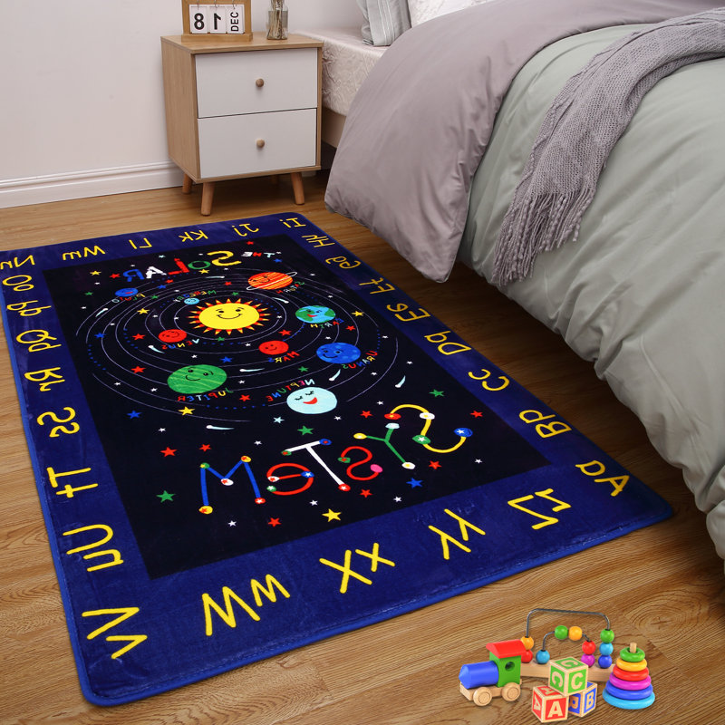 Tapis bleu Star Star pour chambre d'enfant, Rectangulaire 3 pi x 5 pi