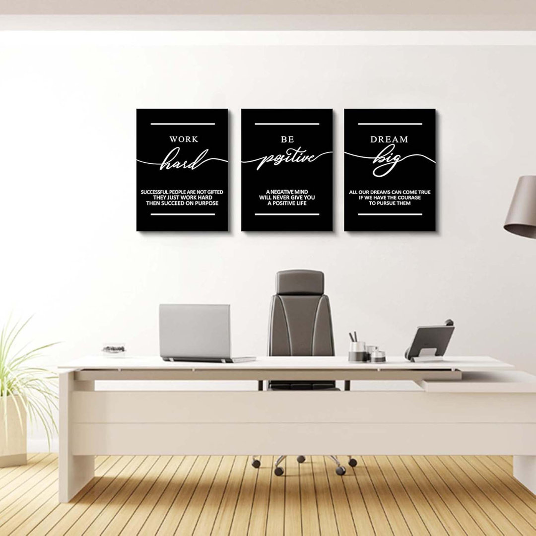 Motivational Wall Art - Inspirational Canvas Poster Prints Black Quotes Paintings Picture Entrepreneur Positive Quotes Office Wall Decor Decoration Fo