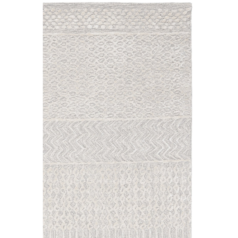 Lyly Hand Tufted Viscose/Wool Southwestern Rug in Gray/vory, Square 6'