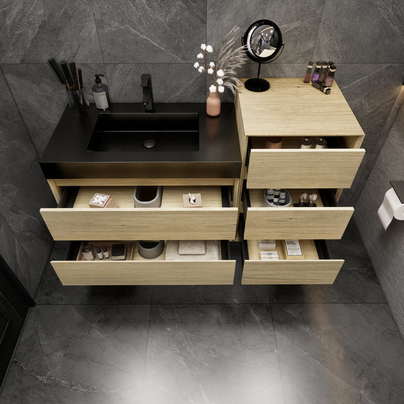 Ensemble de meuble-lavabo simple mural 54 po Golitz, Teck