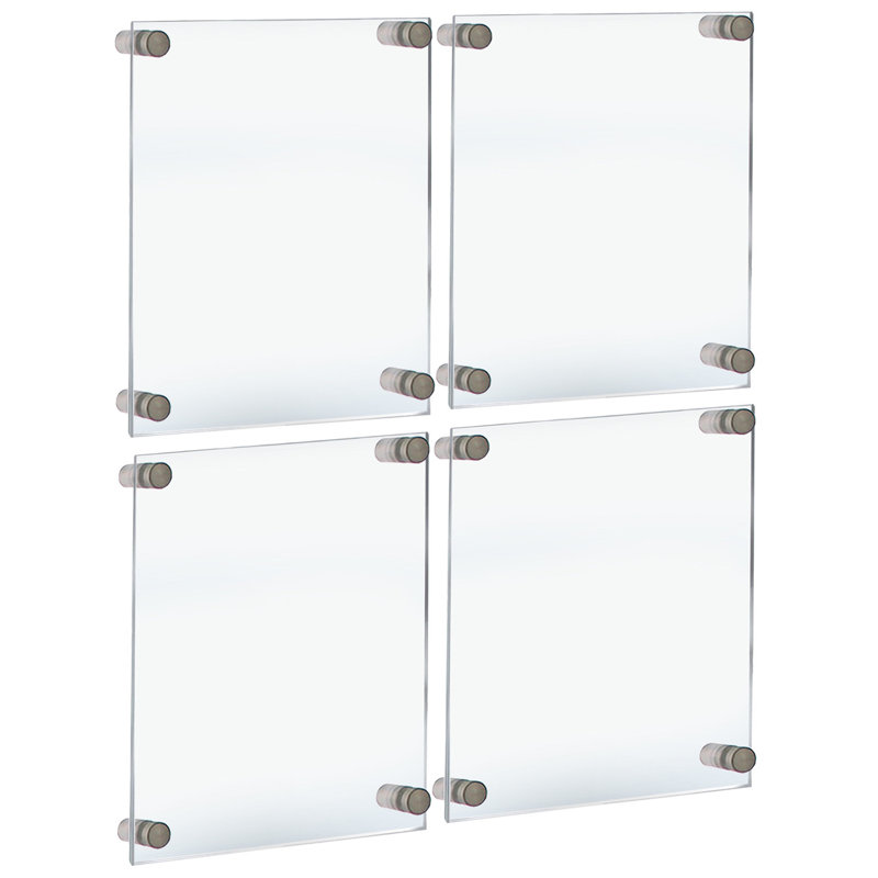 Silver and Clear Acrylic Floating Wall Frames Set of Four