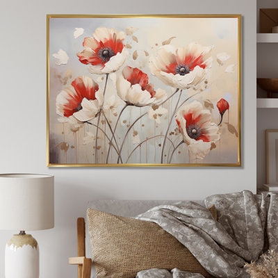 «Blossoms Of Grace Minimalisme Poppies - Poppies», reproduction d'art sur toile