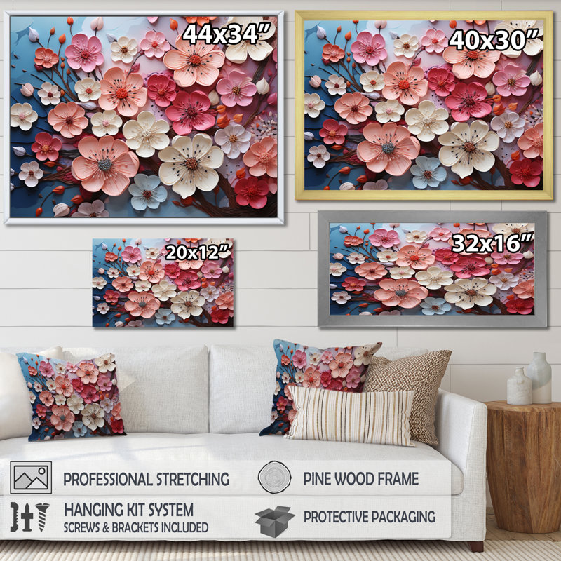 «Apple Blossom Harmony I», reproduction d'art sur toile, Cadre photo blanc, H 24 po x l 32 po x P 1 po