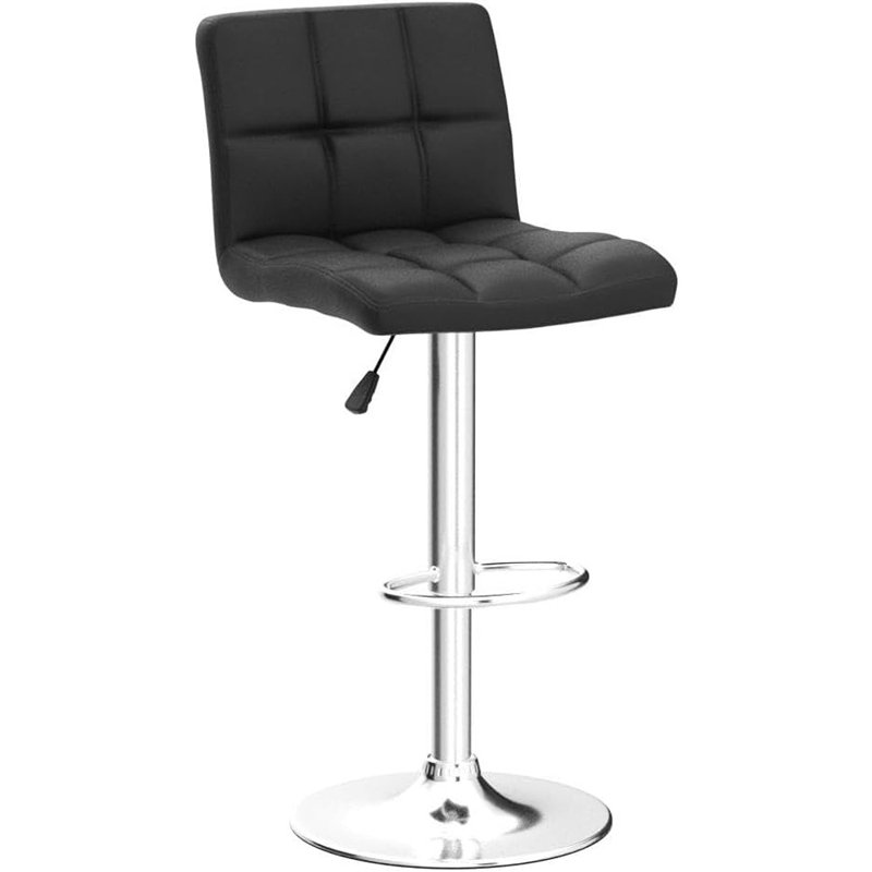 Ensemble de 2 tabourets de bar pivotants modernes réglables en cuir de polyuréthane avec dossier et repose-pieds