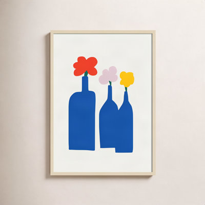 Blue Bottle Vase Print by Little Dean