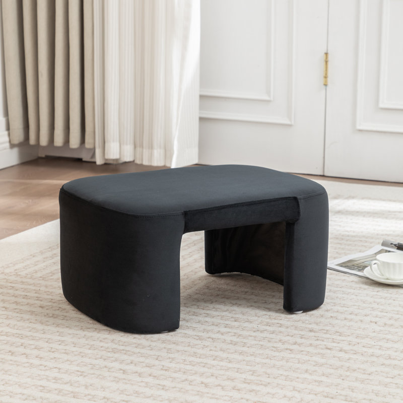 Havenhill Velvet Ottoman, Black, Velvet
