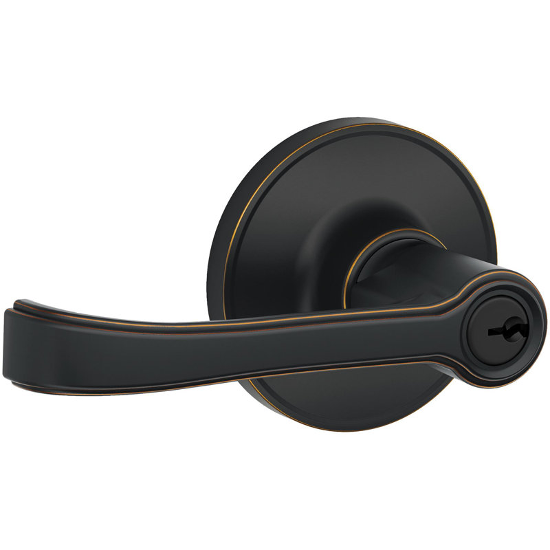 Torino Keyed (Entry) Door Lever with Round Rosette, Aged Bronze