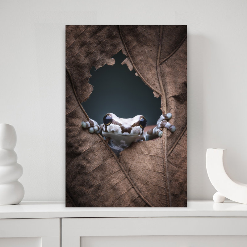 Curious Tree Frog Abstract Contemporary Frog Forest Landscape Wall Art Print by Rini Widyantini - Print