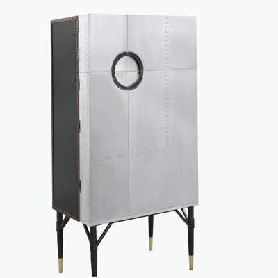Yoela Leather & Aluminum Wine Cabinet