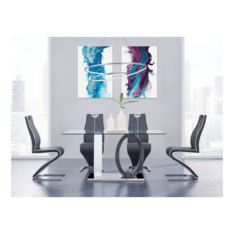 Godoy Dining Table + 4 Milo Chairs - Gray