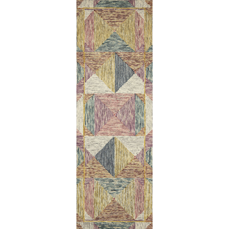 Tapis argenté en laine crocheté à la main Morecambe, Rectangle de 2 pi 6 po x 9 pi 9 po