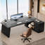 Bureau de direction en L 78 po en bois manufacturé et en métal-345318996