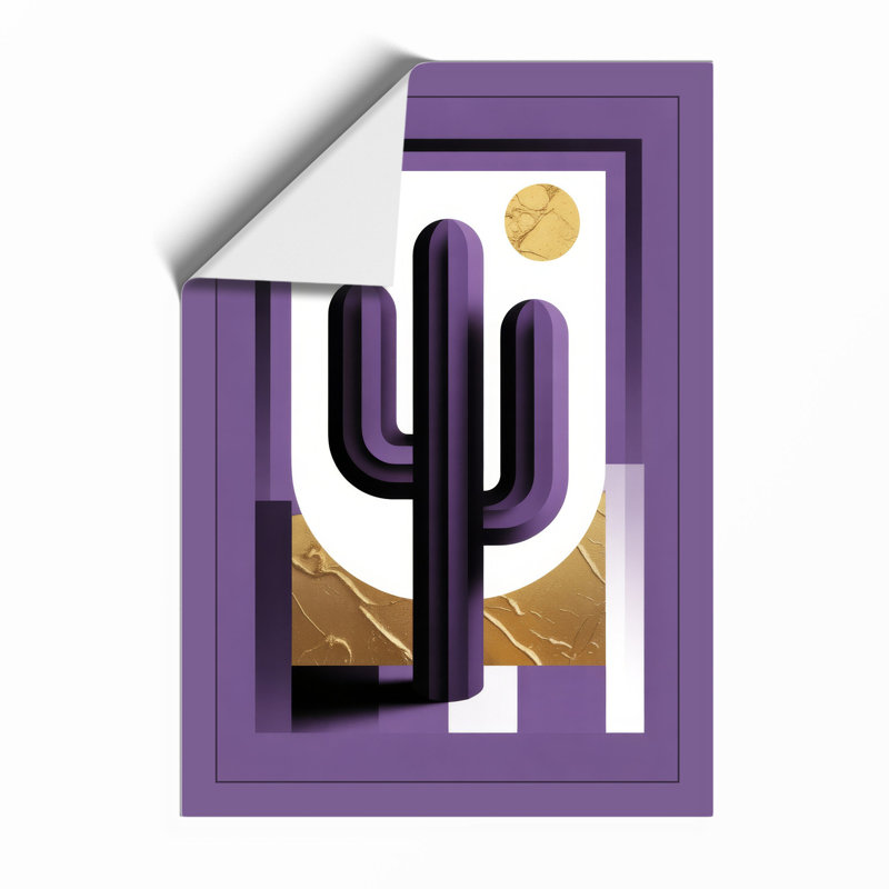 Desert Saguaro Art Deco - Print, A2 - 59.4 x 42.0 cm, Oak