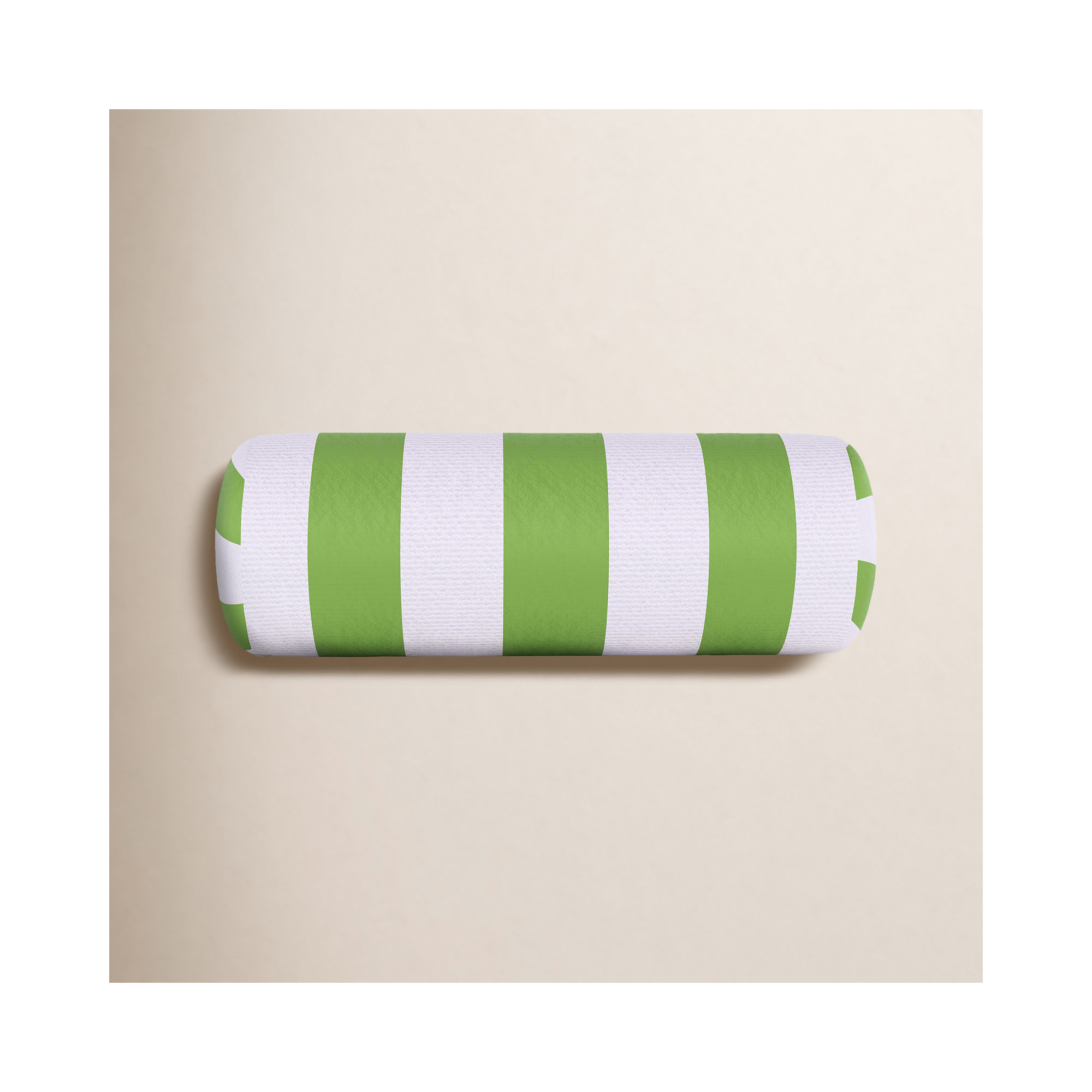 Outdoor/Indoor Bolster Pillow, White/Green Striped