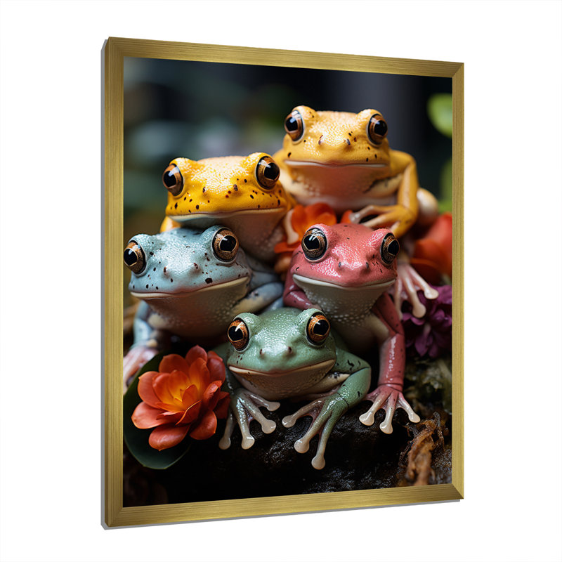 Leaping Frogs Amphibians III, H 20 po x l 12 po x P 1 po, Cadre doré à une seule photo