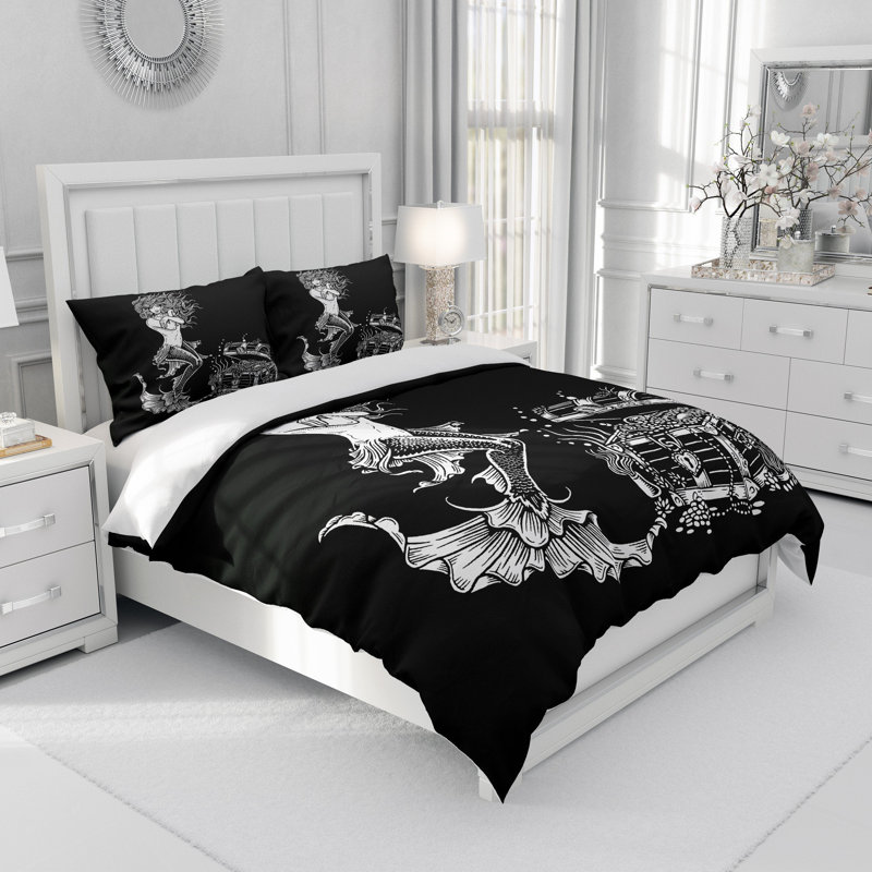  Ensemble de housse de couette Mermaid Treasure, Housse de couette grand et 2 taies décoratives