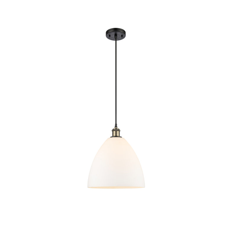 Haruka 1 - Light Single Pendant, 14.75" H x 12" W x 12" D, White, Black Antique Brass