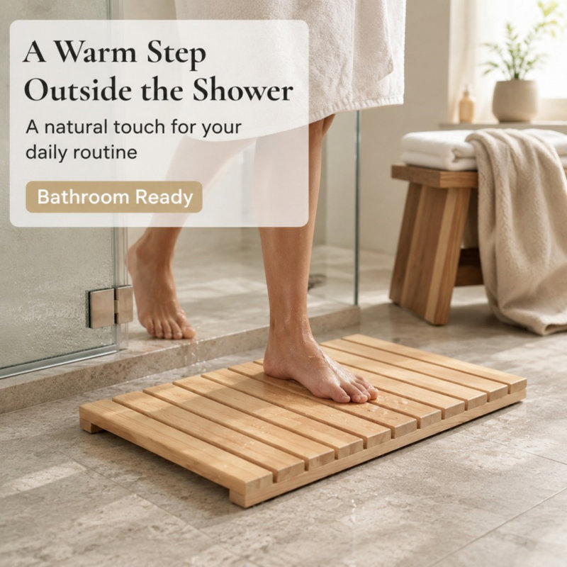 Non-Slip Slatted Wooden Bath Mat