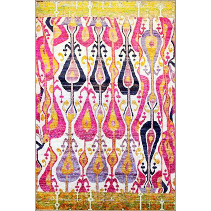 Tapis décoratif lavable à la machine rose et jaune, Sous-tapis rectangulaire 3 pi 11 po x 5 pi 11 po i