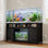 Support de réservoir de poisson 55-90 gallons Farmhouse avec prise de courant, support d'aquarium avec armoire de rangement et porte de grange coulissante, support de réservoir de reptile robuste, pour 2 réservoirs, capacité de 1000 lb