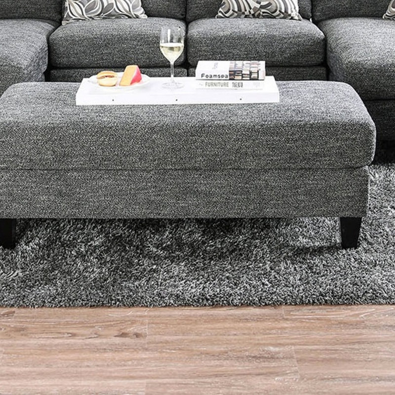 Repose-pieds de salon en tissu de chenille de style transitionnel avec repose-pieds 1 pièce