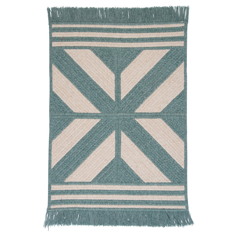 Tapis réversible en mélange de laine Drubin - bleu sarcelle, Rectangle 12 pi x 15 pi