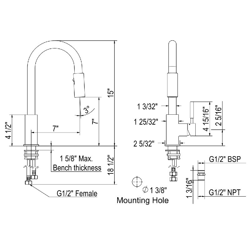 Lux™ Pull-Down Bar/Food Prep Kitchen Faucet, Polished Nickel