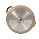 Bloomhouse 6 Quart Heavy Duty Aluminum Premium PFA Free Ceramic Nonstick Dutch Oven Pot with Lid - Linen White with Gold Handle