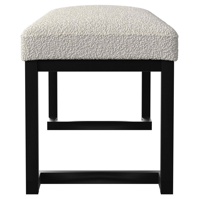 Adileni Boucle Upholstered Tufted Accent Bench Vanilla, Vanilla