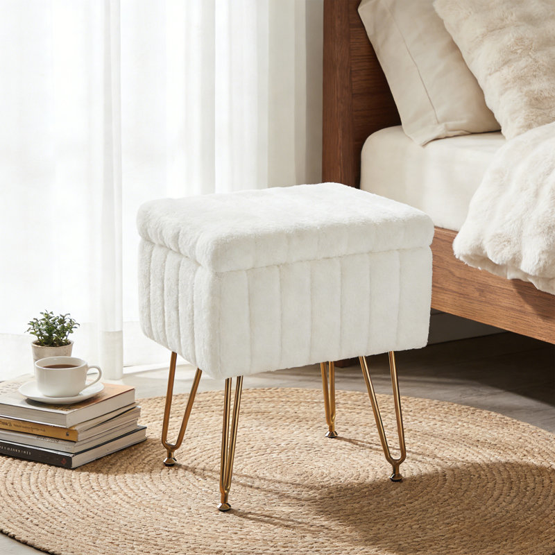 Tabouret de coiffeuse moderne en velours, Blanc