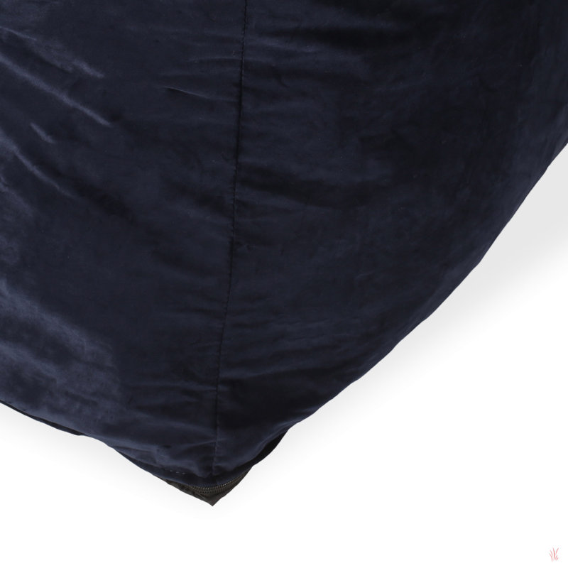 Allea Velveteen Bean Bag Chair With Armrests, Black Velvet