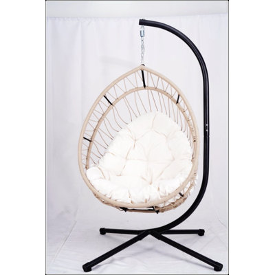 Fauteuil suspendu d'extérieur en forme d'œuf avec support, balancelle de patio en forme d'œuf, chaise berçante d'intérieur, hamac d'extérieur en forme d'œuf