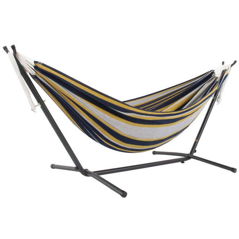 Double Classic Hammock with Stand, Black, Serenity, 104cm H x 250cm L x 109cm W