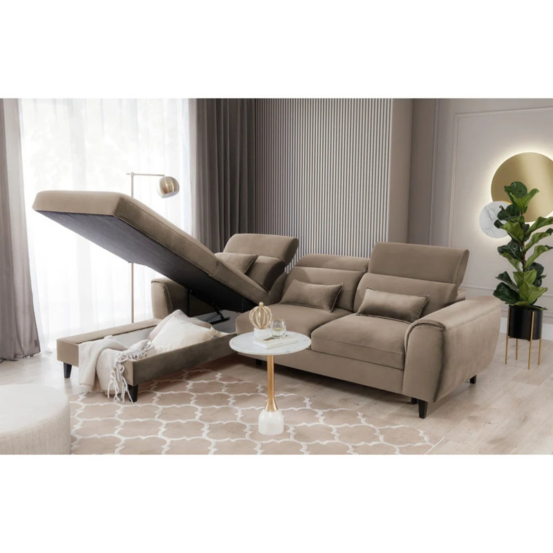 Canapé-lit modulaire avec rangement Foble - Beige, Beige, Faisant face vers la gauche