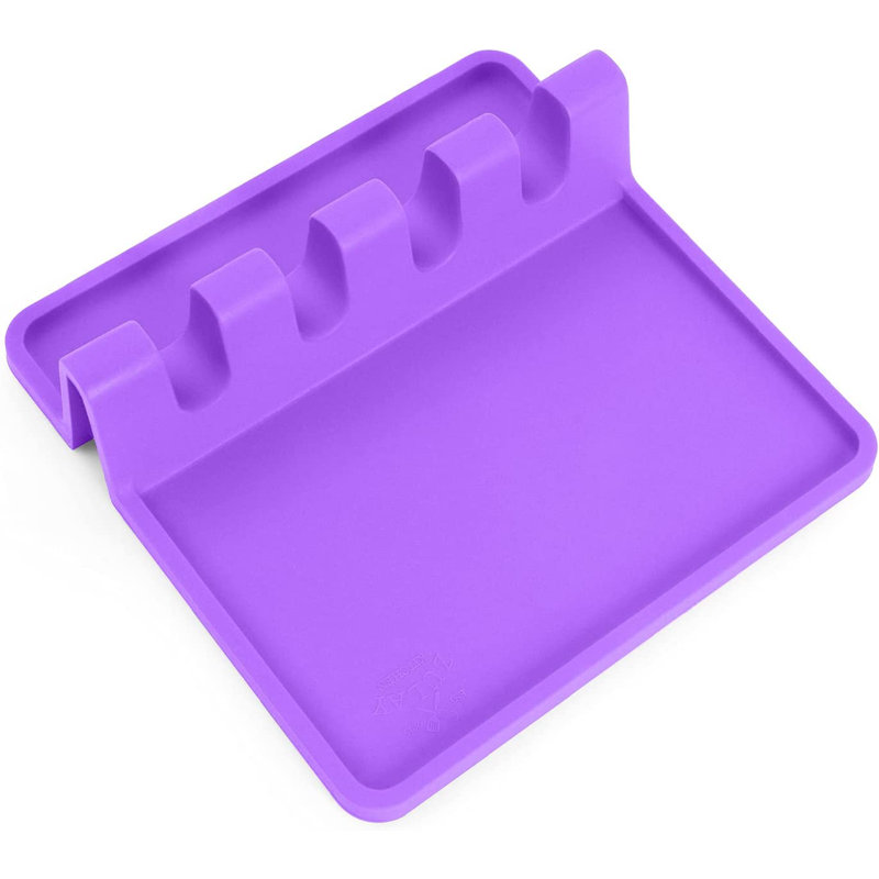 Support à ustensiles en silicone avec plateau anti-gouttes pour ustensiles multiples sans BPA Zulay, Lavande