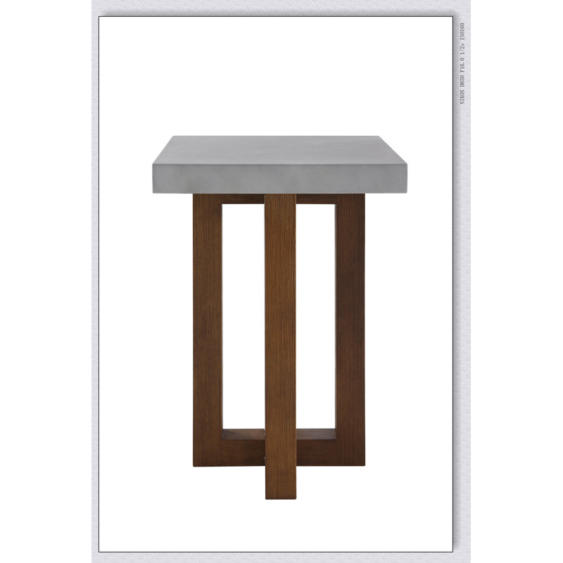Table de bout en faux béton et finition noyer