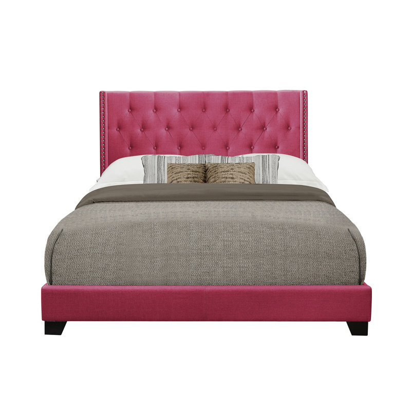 Lit tapissier Mynatt, Grand, Rose