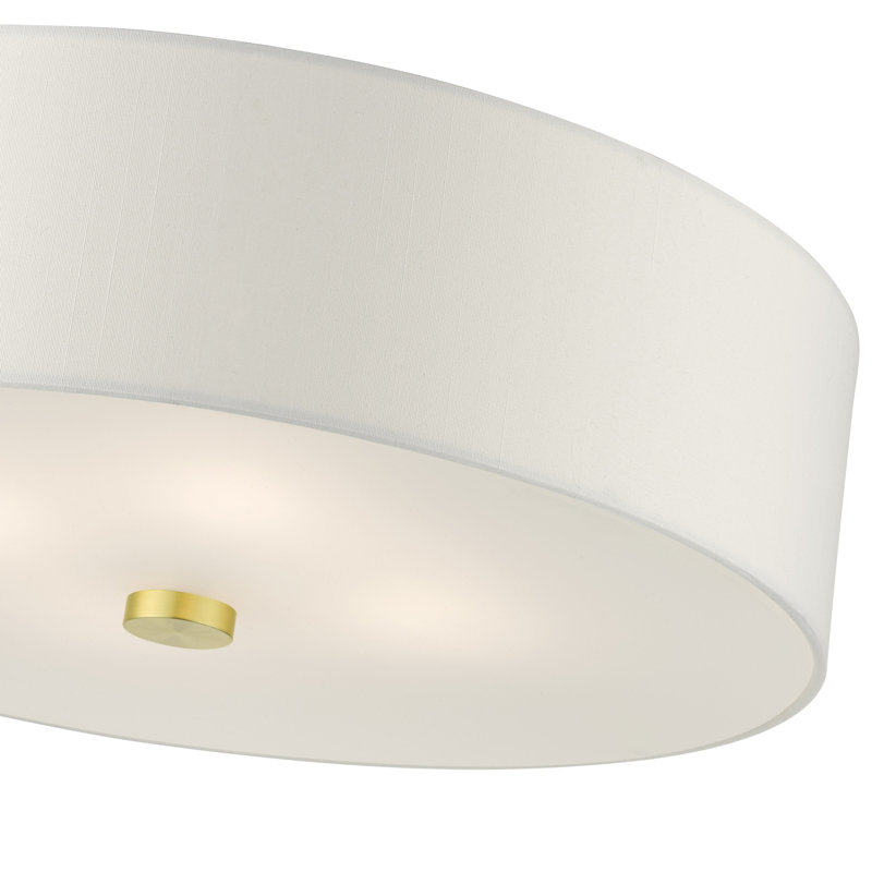 Aniyan Fabric Semi Flush Mount, Satin Brass