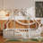 Full Wood House-Shaped Floor Bed With Fence, Guardrails,White-300308385-300308386