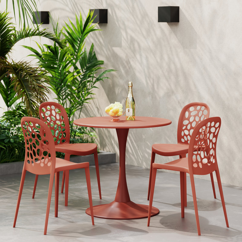 Outdoor Round Dining Set, Red
