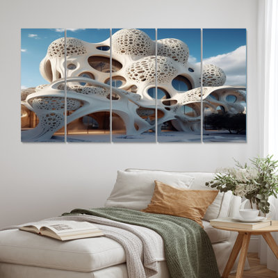 «Architectural Flow III», impression d'art mural architecture futuriste - 5 panneaux égaux