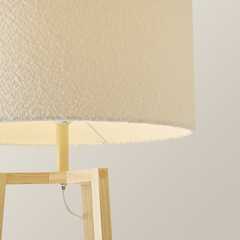 Amandip 137.5cm Tray Table Floor Lamp, Natural, Cream, Yes