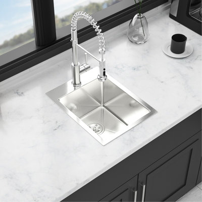 15X20 Inch, Stainless Steel, Drop - In Kitchen Sink, 16 Gauge, Commercial Brushed Finish, Easy Clean Design, 3Mm Pad, Dish Grid Gauge T304 Single Bowl Topmount Sink Smooth Drainage System, Wear