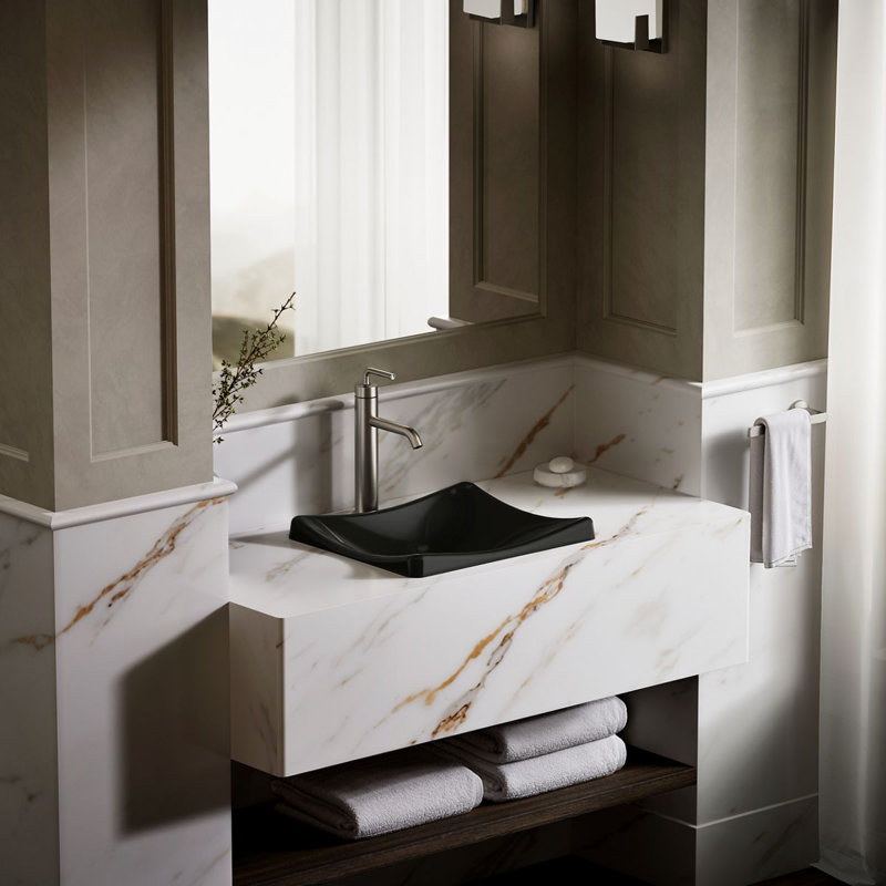 DemiLav Metal Specialty Vessel Bathroom Sink, Almond