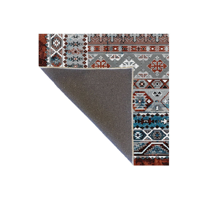 Tapis décoratif multicolore à motif traditionnel lavable à la machine, Sous-tapis rectangulaire de 3 pi 3 po x 4 pi 11 po