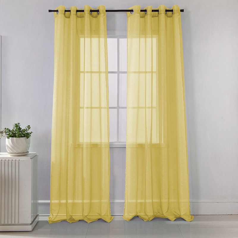 Panneau de rideau simple à œillets Agathla, Citron, L 54 po x L 90 po