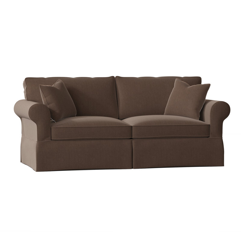 Lit-couchette à accoudoirs arrondis avec coussins réversibles de 84 po Kingsbridge, Chocolat Peyton, Printemps Bocci