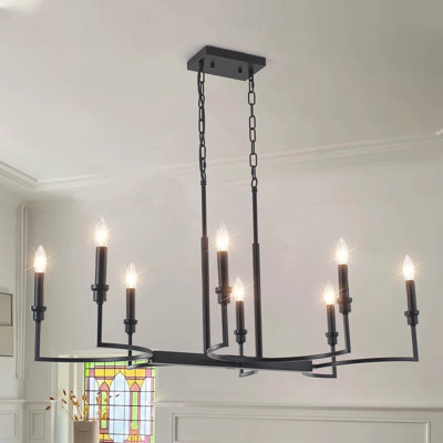Lustre 8 lumières pour îlot de cuisine moderne